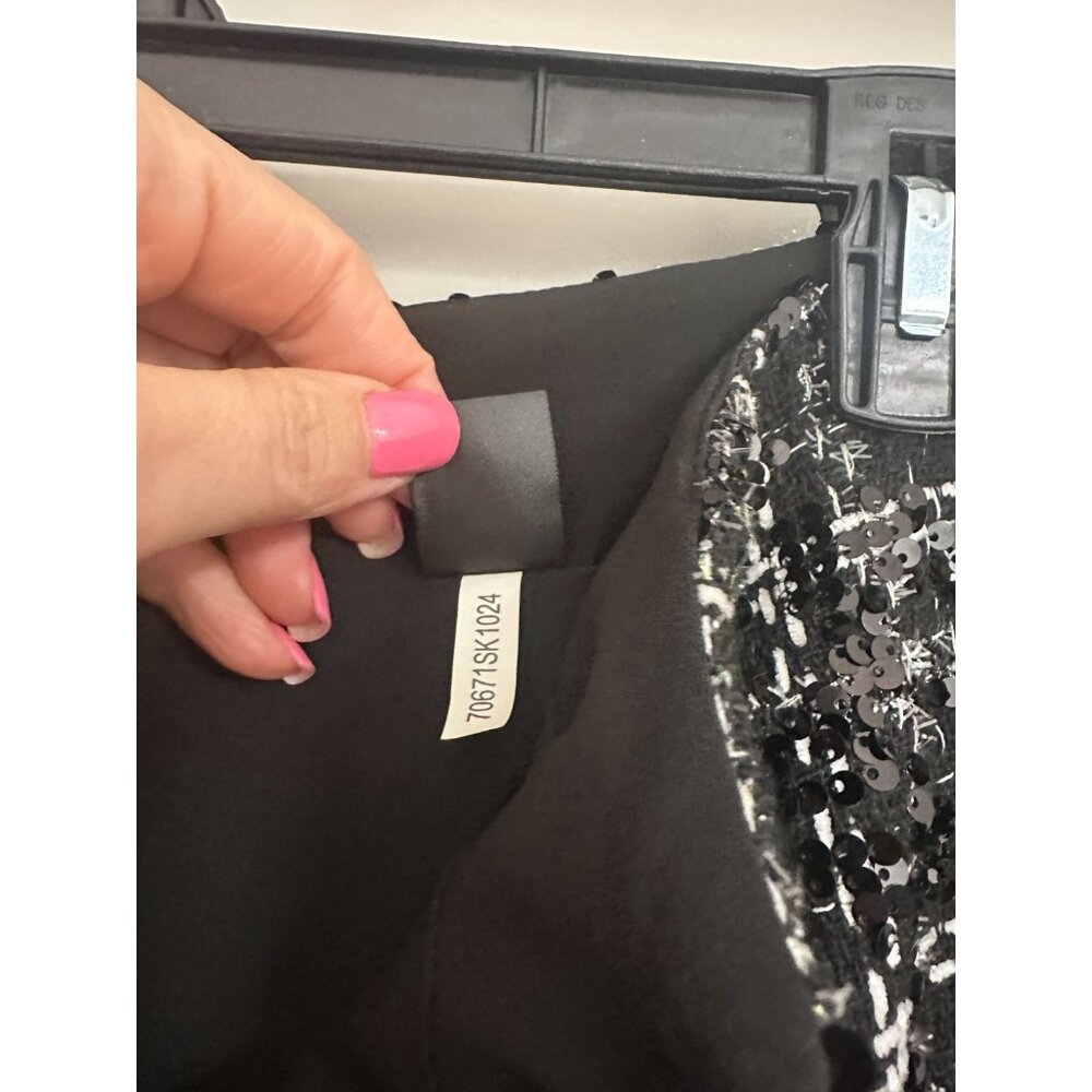 Gianni Bini Sequin Tweed A - Line Mini Skirt Women's Size 10 Black White NWT - Picture 11 of 14